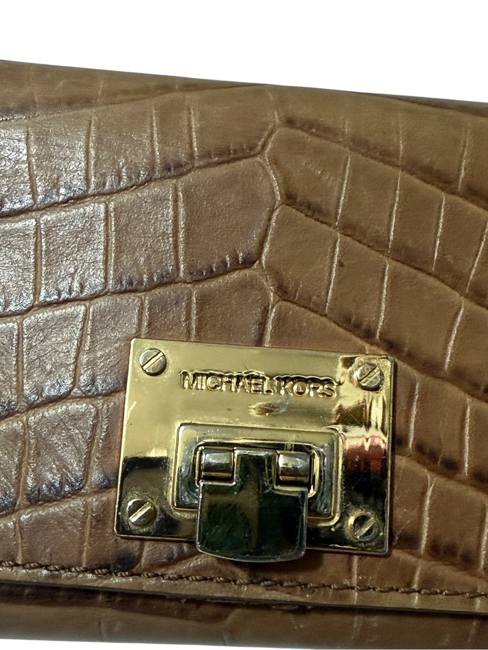 Michael Kors Brown Croc-Embossed Leather Wallet in good condition - Picture 8 of 16